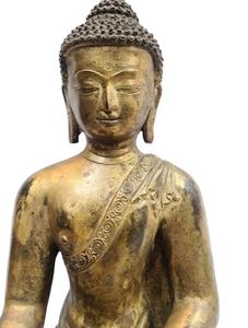 หัตถกรรมอินเดียคุณภาพสูงโบราณสําเร็จรูปทองเหลืองพระพุทธรูปประติมากรรมด้วยเทคนิคการหล่อ 4 สีพุทธศาสนาทิเบต - Product Image 2