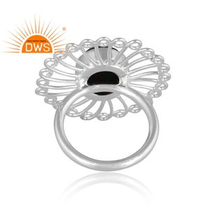 แหวนคู่อาปาเช่สีทองประดับคริสตัลอัญมณีดีไซน์ลายดอกไม้ทำจากเงินสเตอร์ลิงธรรมชาติ - Product Image 4