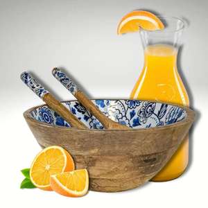 Bol à salade rond lisse en bois de hêtre Bol de service en bois pour salade de fruits frais et repas de famille - Product Image 4