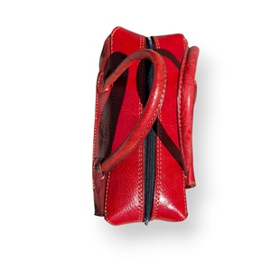 Sac à rabat de luxe en cuir véritable rouge, deux poignées, fermeture éclair, bandoulière légère, rivets, sac fourre-tout décontracté portable, style Boston - Product Image 4