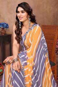 ผ้าชีฟองชิโบริแบบหนา เป็นมิตรกับสิ่งแวดล้อม ใช้ได้ทุกฤดู ผ้าซารีแบบมีกระจก ความยาว 5.50 เมตร ผ้าสำหรับตัดเสื้อ ความยาว 0.80 เมตร - Product Image 2