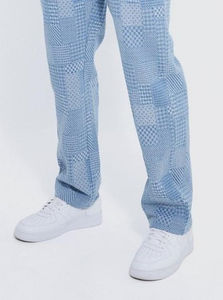 Pantalones Vaqueros de Mezclilla para Hombre, Estilo Informal, Color Azul Claro, Diseño Jacquard Personalizado, Calidad Premium, Tela Rígida de Alta Gama - Product Image 4