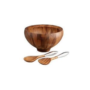 Bol à soupe en bois au design moderne avec 2 cuillères, qualité supérieure, idéal pour servir des dattes, best-seller - Product Image 2
