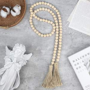 Guirlande de perles en bois pour décoration intérieure, pendentifs, perles en bois poli, décoration murale - Product Image 3