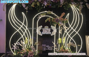 Soportes de Metal iluminados para decoración de Ceremonia de boda, soportes de Metal de aspecto moderno con lámina acrílica, soportes de Metal brillantes de moda para escenario - Product Image 2