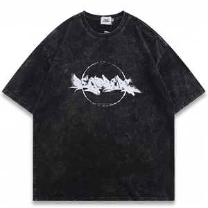 เสื้อยืดโอเวอร์ไซส์ทรงหลวมไหล่ตก ผ้าฝ้ายคุณภาพสูง 100% สไตล์สตรีทแวร์ พิมพ์ลายโลโก้ตามสั่ง ซักย้อมสีแบบแอซิดวอช ผ้าหนา สำหรับผู้ชาย - Product Image 3