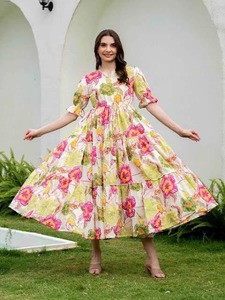 Main indienne bloc coton longue robe personnalisée mariée mariage miel lune robe cadeau été porter imprimé floral robe cadeau pour elle - Product Image 2