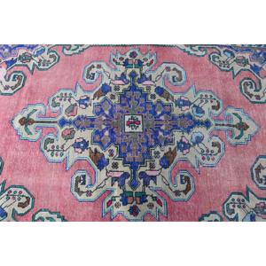 Turkish Vintage Rug 4.3x7.1 ft (132x216 cm), <b>Red</b> <b>Wool</b> Rug - Product Image 5