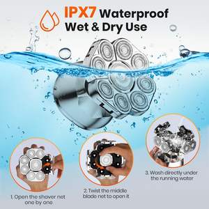 Afeitadora Eléctrica Recargable Inalámbrica para Hombre, Kit de Afeitado en Seco y Húmedo con Pantalla LED IPX7, para Recortar Barba y Nariz - Product Image 2