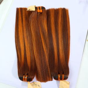 Super doble dibujado cabello humano virgen, 12A grado hueso recto Vietnam extensión de cabello humano paquete naranja Piano Color - Product Image 1