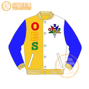 Customized Order Eastern <b>Star</b> Cotton Fleece Embroidered Varsity <b>Jacket</b> OES Breathable Quick Dry Zipper Closure Stand Women - Product Image 2