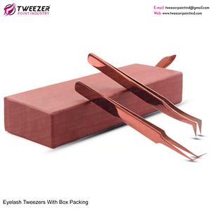 <b>Tight</b> Grip and <b>Thin</b> Flat Handle Easy To Clean Stainless Steel Eyelash Tweezers Customized Logo 3D 5D 6D Durable Lash Tweezers - Product Image 5