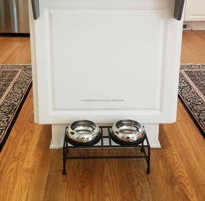 Mangeoire pour animaux de compagnie surélevée à pattes noires demi-rondes Bol pour chat moderne, support d'alimentation à double tube métallique Mangeoire pour animaux de compagnie, Design moderne, Mangeoire pour animaux de compagnie - Product Image 3