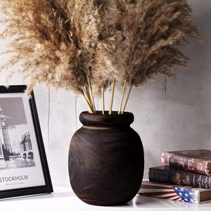 Jarrón de madera de granja para decoración del hogar, jarrones de madera rústica para decoración centro de mesa, jarrón de madera marrón negro, jarrones de madera para Decoración - Product Image 6