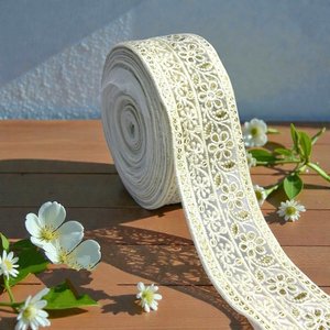 Dentelle brodée de luxe en coton 100% écologique sur mesure, ornée de perles, pour la mode nuptiale et la revente - Product Image 6