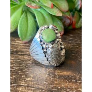 Bague Aigle Navajo Faite à la Main, Pierre Naturelle Multi-Striée et Argent Sterling Plaqué Or 18K, Sertissage Bezel, Taille 11.5, Cadeau - Product Image 3