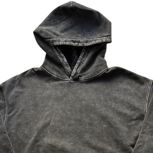 Sudadera con Capucha Estilo Vintage Lavada con Ácido Color Carbón Oscuro, Aspecto Desgastado, Sudadera Holgada de Algodón Suave, Unisex, Informal, para Calle - Product Image 6