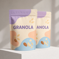 Sachet souple mat OEM pour granola, personnalisable, résistant à l'humidité, de qualité alimentaire, avec fermeture éclair, pour aliments pour animaux de compagnie et chewing-gum