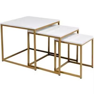 Mesa de centro cuadrada de metal decorativa de lujo con tapa de vidrio Estilo de diseño moderno Sala de estar Muebles para el hogar - Product Image 5