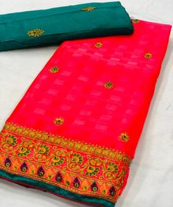 ผ้าส่าหรีผ้าไหมเนื้อนุ่มสำหรับผู้หญิงผ้าส่าหรีแบบไม่เย็บติดเสื้อสตรีผ้าแฟนซี - Product Image 1