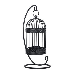 Meilleure vente traditionnel fil de fer bougeoir support de lumière suspendu décoration de la maison décor de noël fêtes enduit noir - Product Image 5