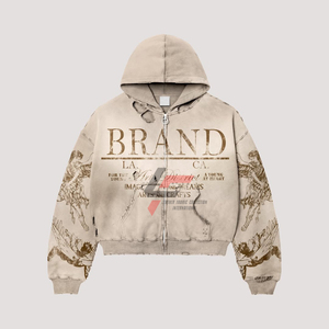 Sweat à capuche de haute qualité avec logo personnalisé Fabricant de sweats à capuche Sweatshirts à fermeture éclair intégrale Dtg Imprimé brodé Strass. - Product Image 3