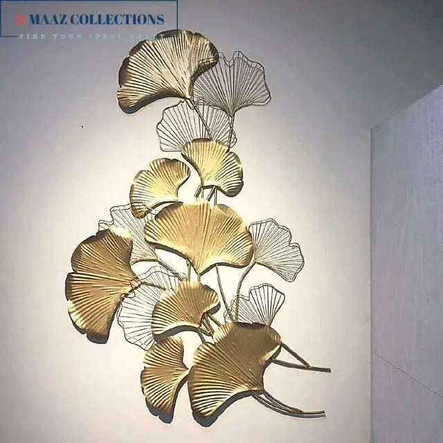Wall Decor Interior Pieces Luxury Display Iron Frame Metal Wall Art Hanging Leaf Flower Home Decoration for Living Rooms