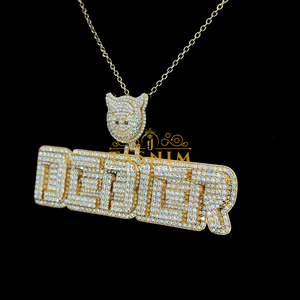 Pendentif personnalisé en argent sterling 925 plaqué or 10 carats, style hip-hop, avec charme arbre GLO, moissanite VVS, nom chrétien personnalisé, fête glacée - Product Image 2