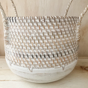 Cestas de Almacenamiento de Alimentos de Ratán Blanco Sisu Handicraft, Diseño Simple y Flexible, Ecológicas, con Asa, Forma Circular, Multiusos, Hanoi - Product Image 4