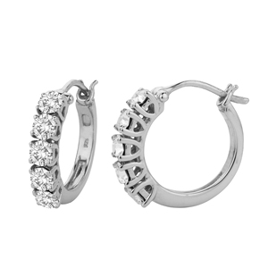 Boucles d'oreilles créoles Shah Gems pour femmes en quartz cristal naturel, argent sterling 925 - Product Image 3