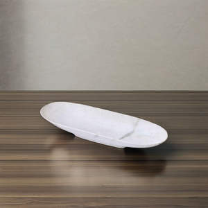 Auténtico Tazón de Mármol Blanco Hecho en India con Diseño de Barco para Decoración de Cocina de Lujo, Artesanía de Primera Calidad para Hogares Modernos - Product Image 3