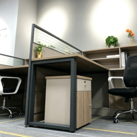 Poste de travail ergonomique en bois pour 2 personnes, ensemble de bureaux modulaires avec rangement