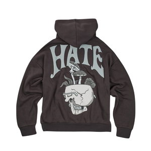 Amour crâne graphique à capuche noir unisexe coton polaire pull Streetwear élégant surdimensionné décontracté chaud hiver mode sweat - Product Image 4