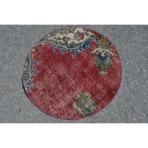 Tapis Vintage Rouge Beige 2,5x2,3 pieds Tapis Turcs - Product Image 1