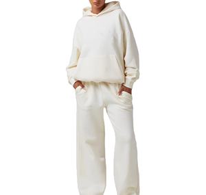 Chándal de lana tecnológica de algodón 100% para mujer, ropa informal, conjunto de chándal de dos piezas de gran tamaño, servicio OEM - Product Image 1