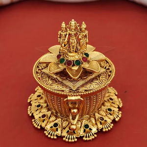 Diseñador de lujo estilo Rajwadi plateado hermoso templo joyería Sindoor caja - Product Image 1