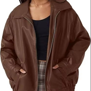 Trendy Queen Chaquetas de cuero para mujer Oversized Faux Motorcycle Plus Size Moto Biker Coat Fall Outfits Fashion - Product Image 1