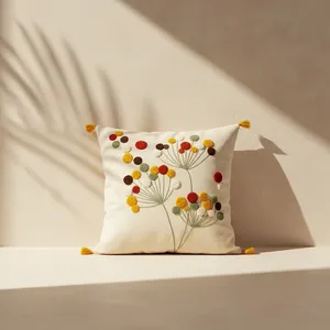 Soothing Dandelion Square Home Sofa <b>Cushion</b> <b>Cover</b> with Tassels - Product Image 2