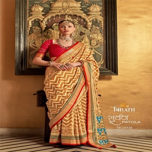 Saree de travail imprimé Patola en soie douce de dernier créateur par FabZone - Product Image 4