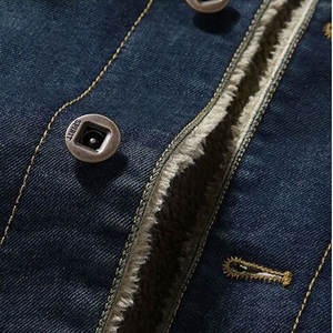 Nouvelle conception, meilleur matériau, prix abordable, avec 2 poches poitrine, veste en jean décontractée pour homme, couleur bleu clair tendance - Product Image 5