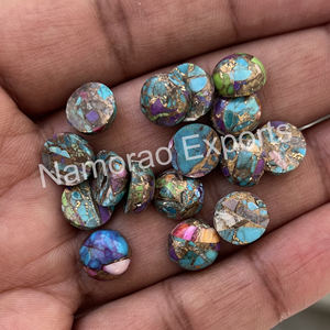 8X8mm ทองแดงผสมธรรมชาติเทอร์ควอยซ์ทรงกลม Cabochon ทุกขนาดที่มีอยู่แบนกลับเครื่องประดับทำหินอัญมณีหลวม - Product Image 4