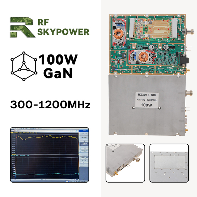 UHF Band 100W GaN RF Module 300-1200MHz Network Simulation Wideband RS485 Control Rf Power Amplifier Broadband PA Module