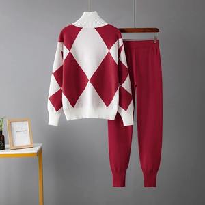 ชุด2ชิ้นเสื้อสเวตเตอร์ถักแบบสวมหัว + กางเกงขายาวแบบลำลองสำหรับฤดูใบไม้ร่วงฤดูหนาว - Product Image 6