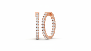 Boucles d'oreilles créoles pour femmes en or 14 carats et diamants naturels, cristal à l'intérieur et à l'extérieur - Product Image 3