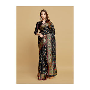 ส่าหรีทอผ้า Jacquard ขนาดใหญ่สีทองขนาดใหญ่ - Product Image 4