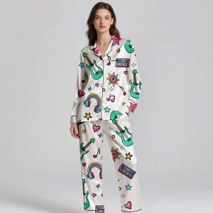 Womens Silk <b>Satin</b> Luxury Breathable Pajama Sets Winter Sleep and Lounge Wear Wholesale - Product Image 5