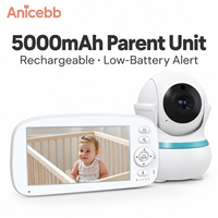 Anicebb Moniteur vidéo pour bébé 5 pouces avec unité parentale rechargeable 5000 mAh, 2,4 GHz FHSS, VOX, alerte batterie faible, sans Wi-Fi, pour la maison
