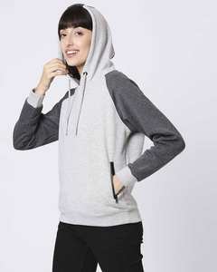<b>Women</b> Light <b>Grey</b> <b>Dark</b> <b>Grey</b> Hooded Pullover Fleece Long Sleeve Soft Warm Eco-Friendly Breathable Custom Logo Option Stylish - Product Image 1
