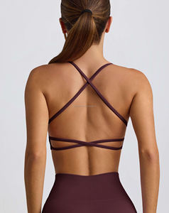 เสื้อชั้นในกีฬาโยคะสำหรับผู้หญิง คุณภาพสูง ระบายอากาศได้ดี ดีไซน์เรียบง่าย รองรับปานกลาง ผลิตจากไนลอนและสแปนเด็กซ์ - Product Image 4