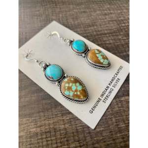 Elanor Richards #8 Turquoise & Sterling <b>Silver</b> Squash Blossom <b>Necklace</b> <b>Set</b>-Fine Jewelry - Product Image 4